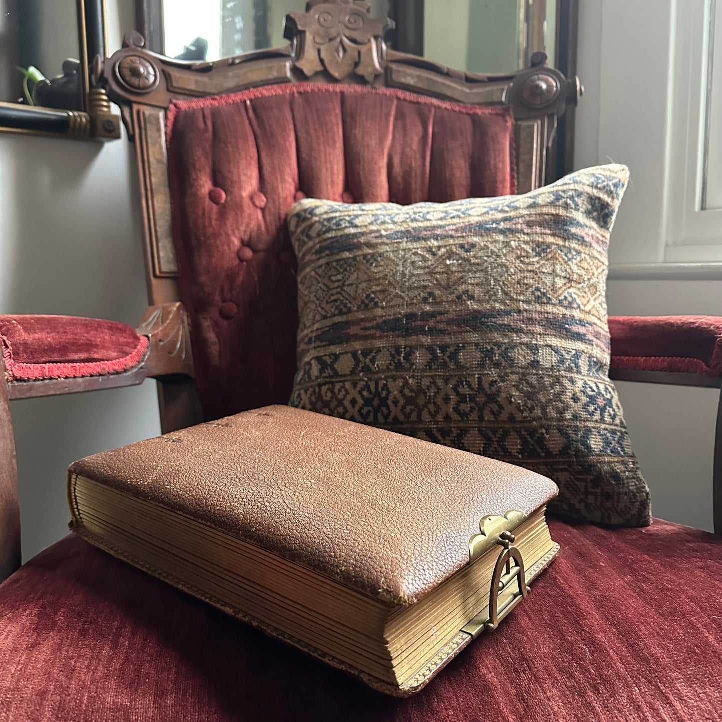 Victorian-Era Leather Photo Album with 59 Portrait Photos