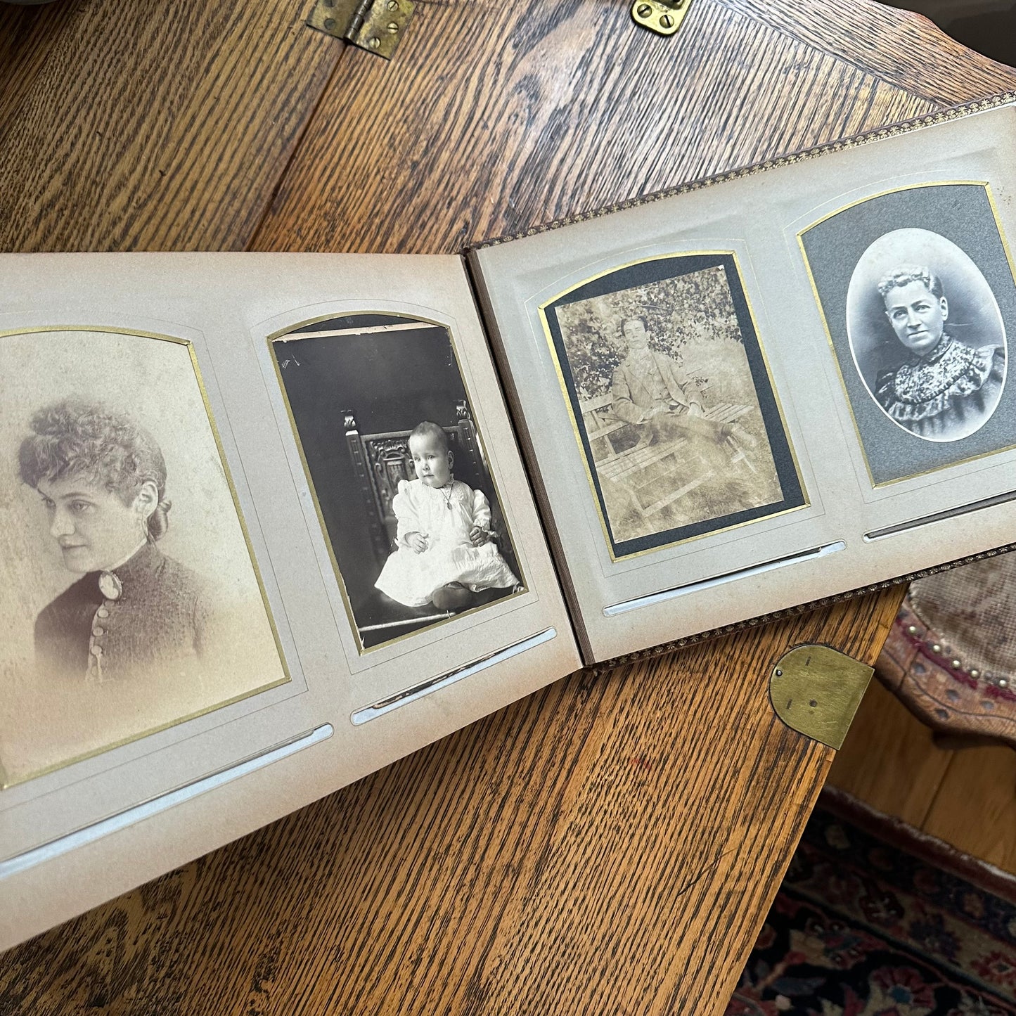 Victorian-Era Leather Photo Album with 59 Portrait Photos
