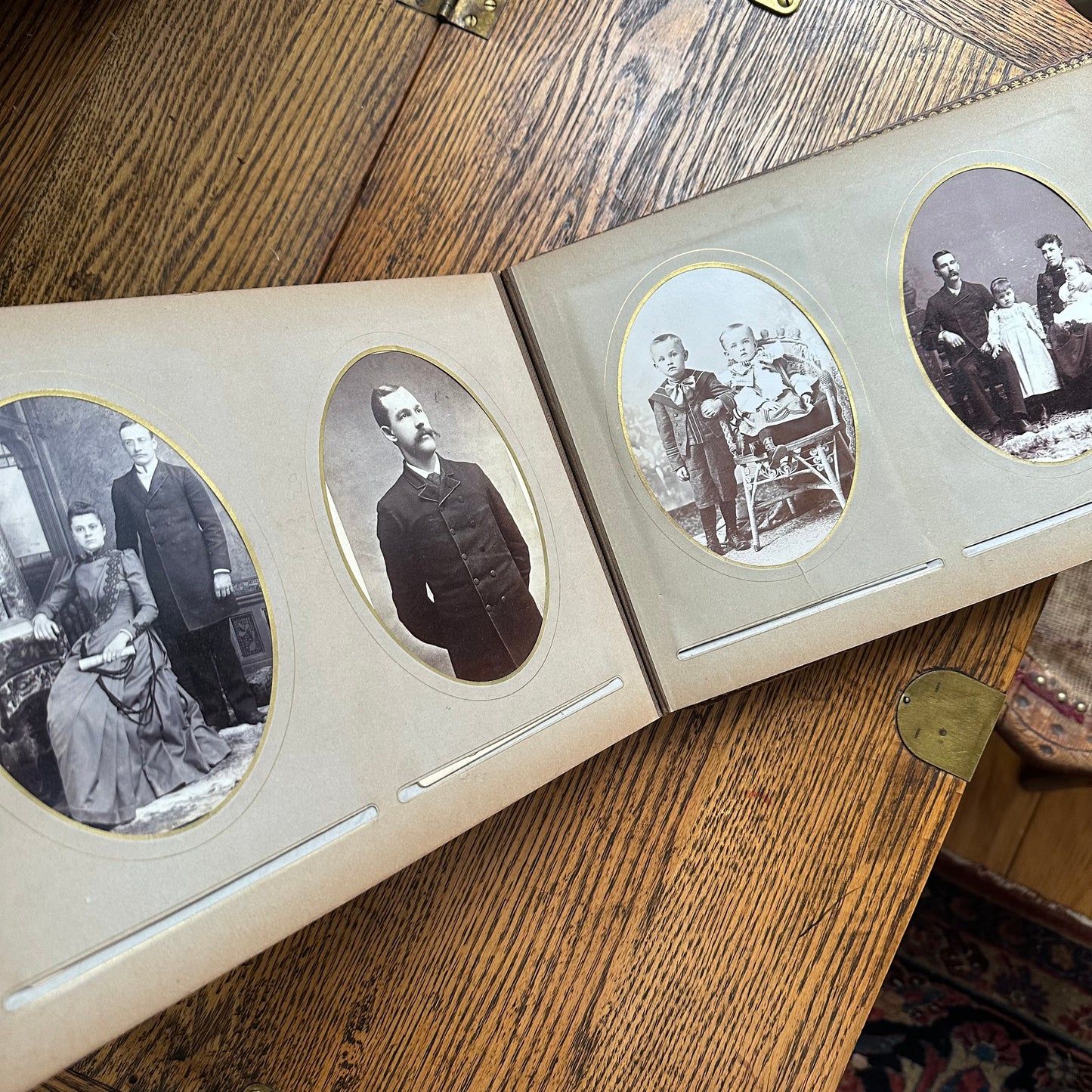 Victorian-Era Leather Photo Album with 59 Portrait Photos