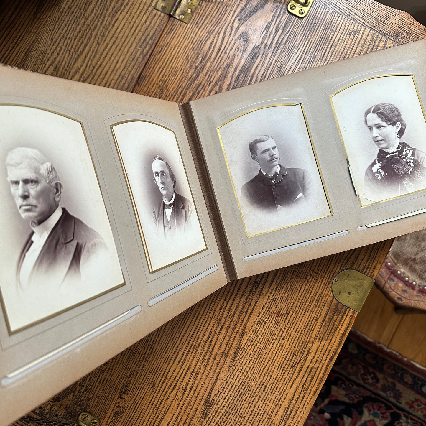 Victorian-Era Leather Photo Album with 59 Portrait Photos
