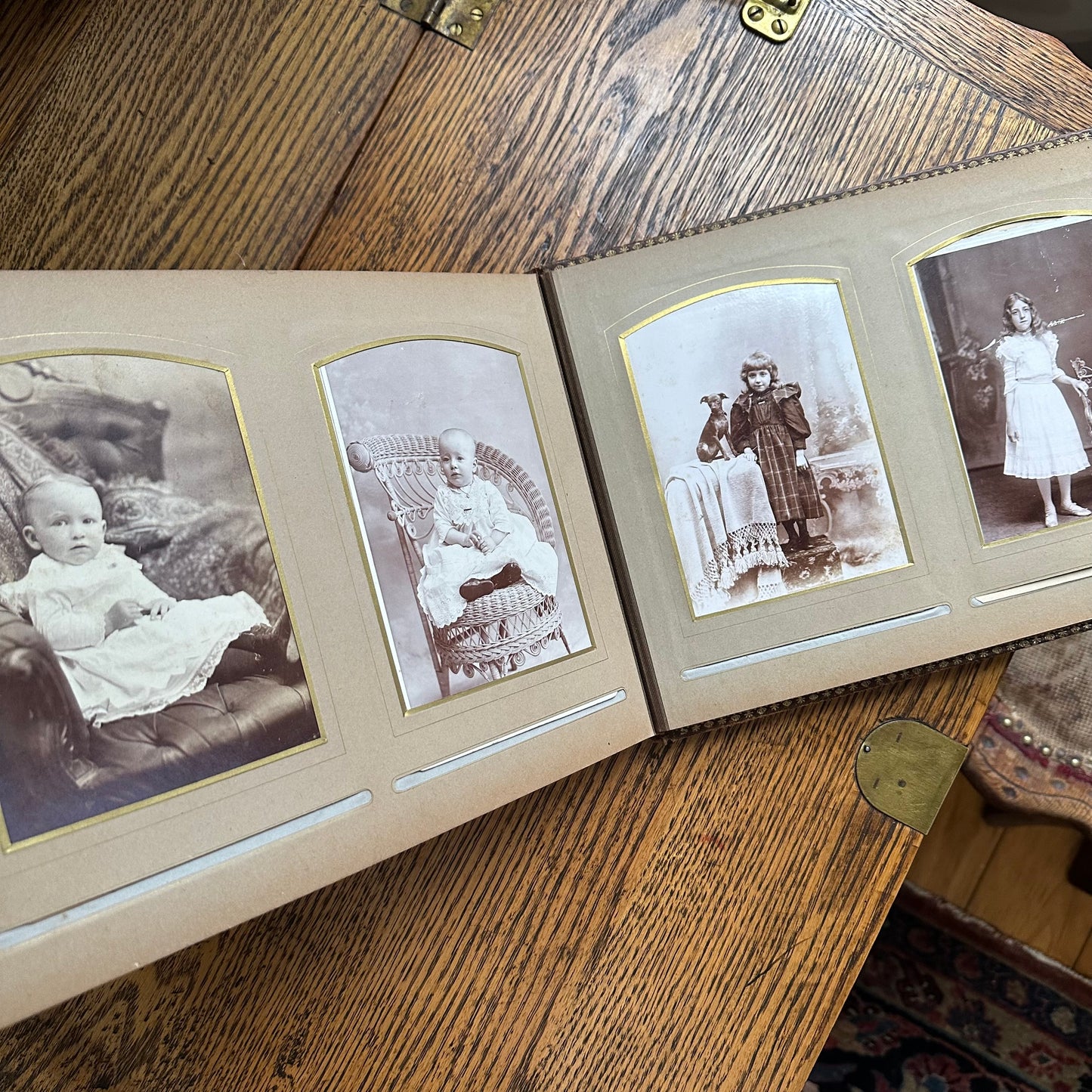 Victorian-Era Leather Photo Album with 59 Portrait Photos