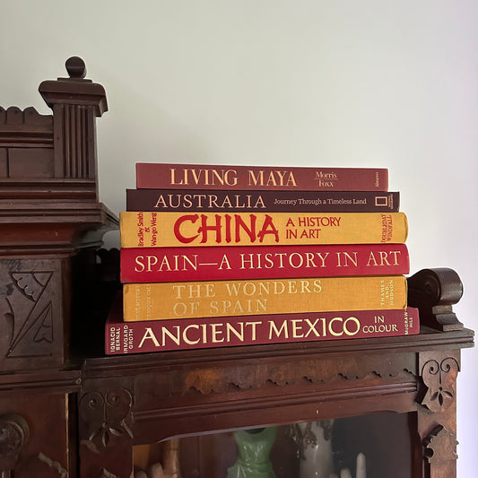 Stack of 6 Vintage World Traveller-Themed Coffee Table Books