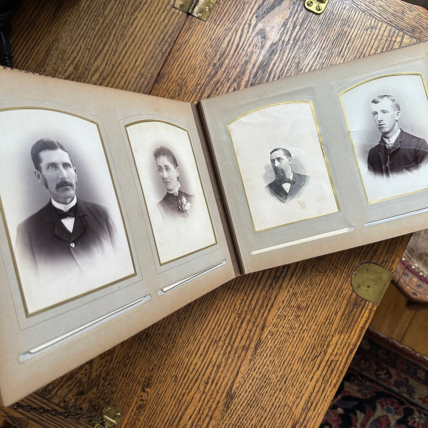 Victorian-Era Leather Photo Album with 59 Portrait Photos