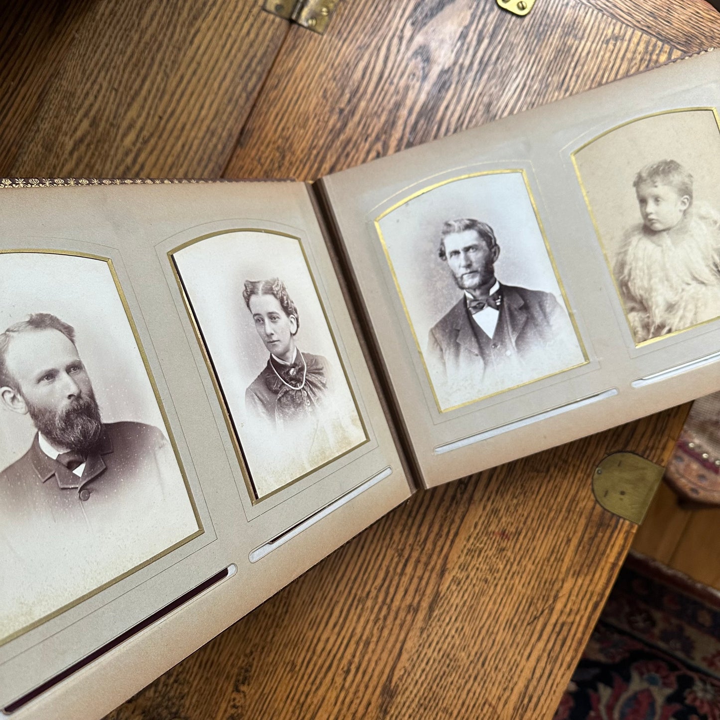 Victorian-Era Leather Photo Album with 59 Portrait Photos