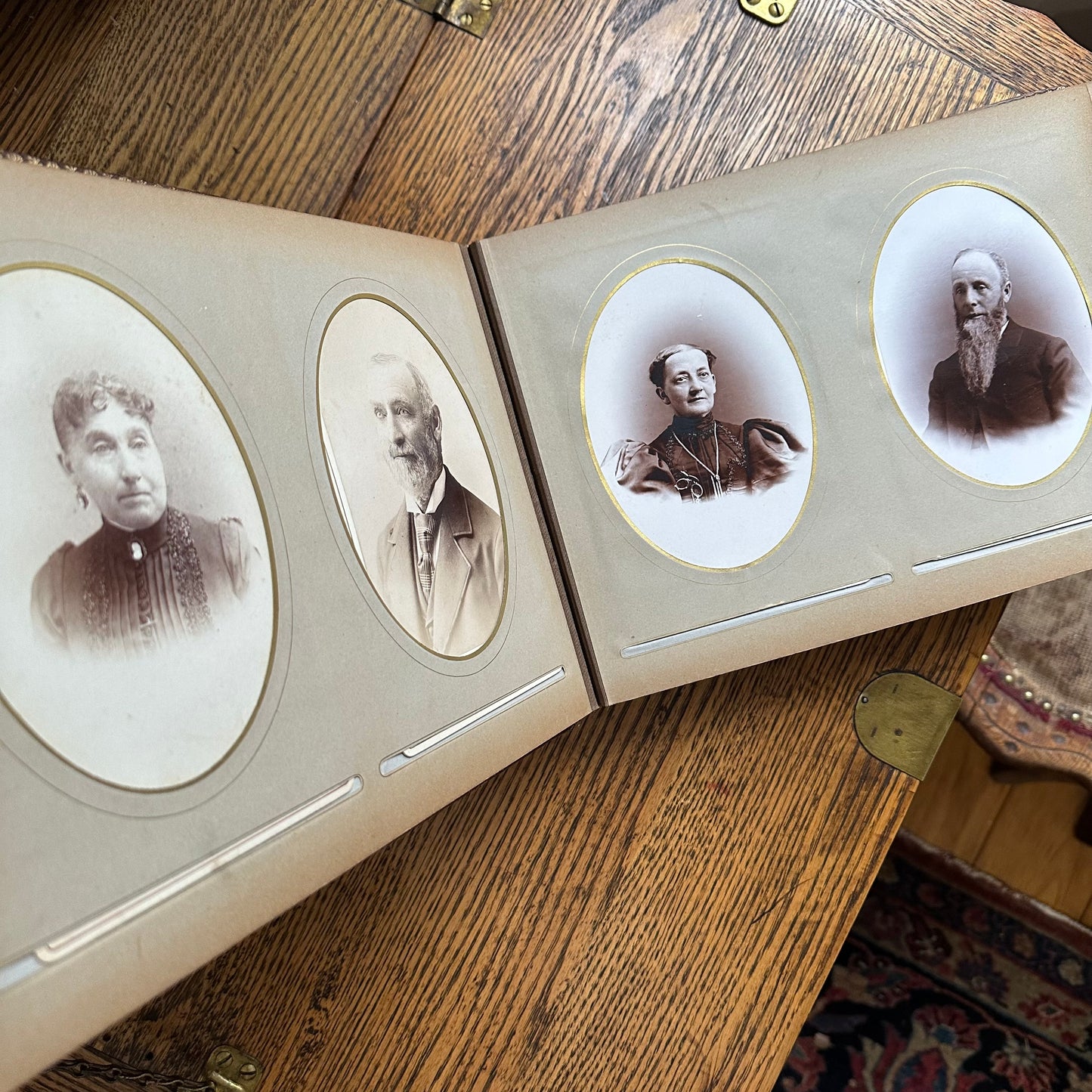 Victorian-Era Leather Photo Album with 59 Portrait Photos