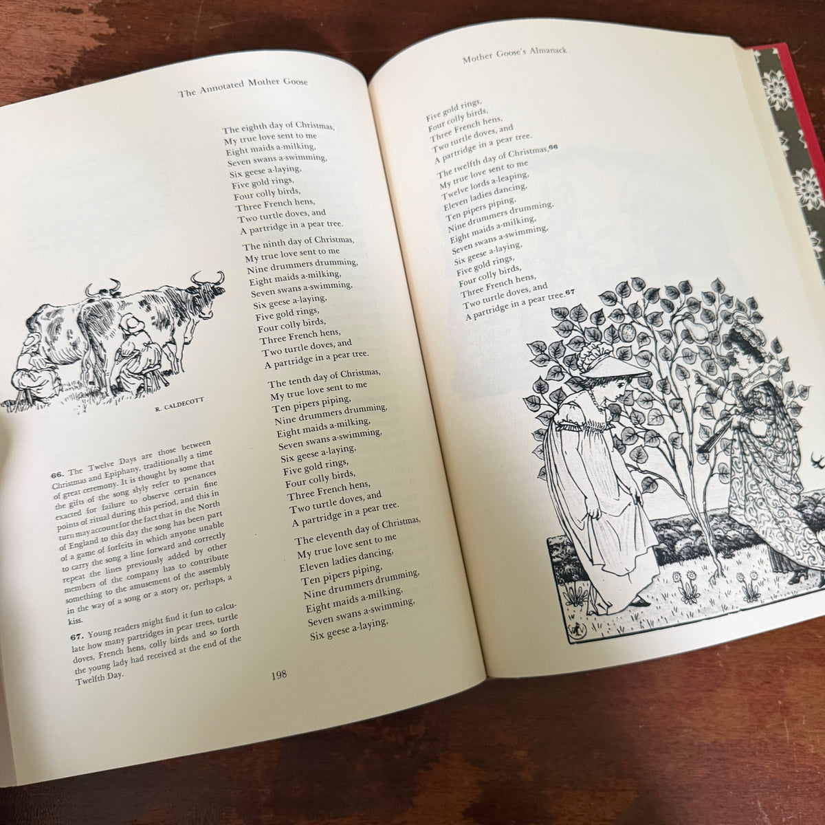 The Annotated Mother Goose  - 1962 Vintage Illustrated Nursery Rhymes  - Illustrated by Caldecott, Crane, Rackham, Greenaway, and Maxfield Parrish