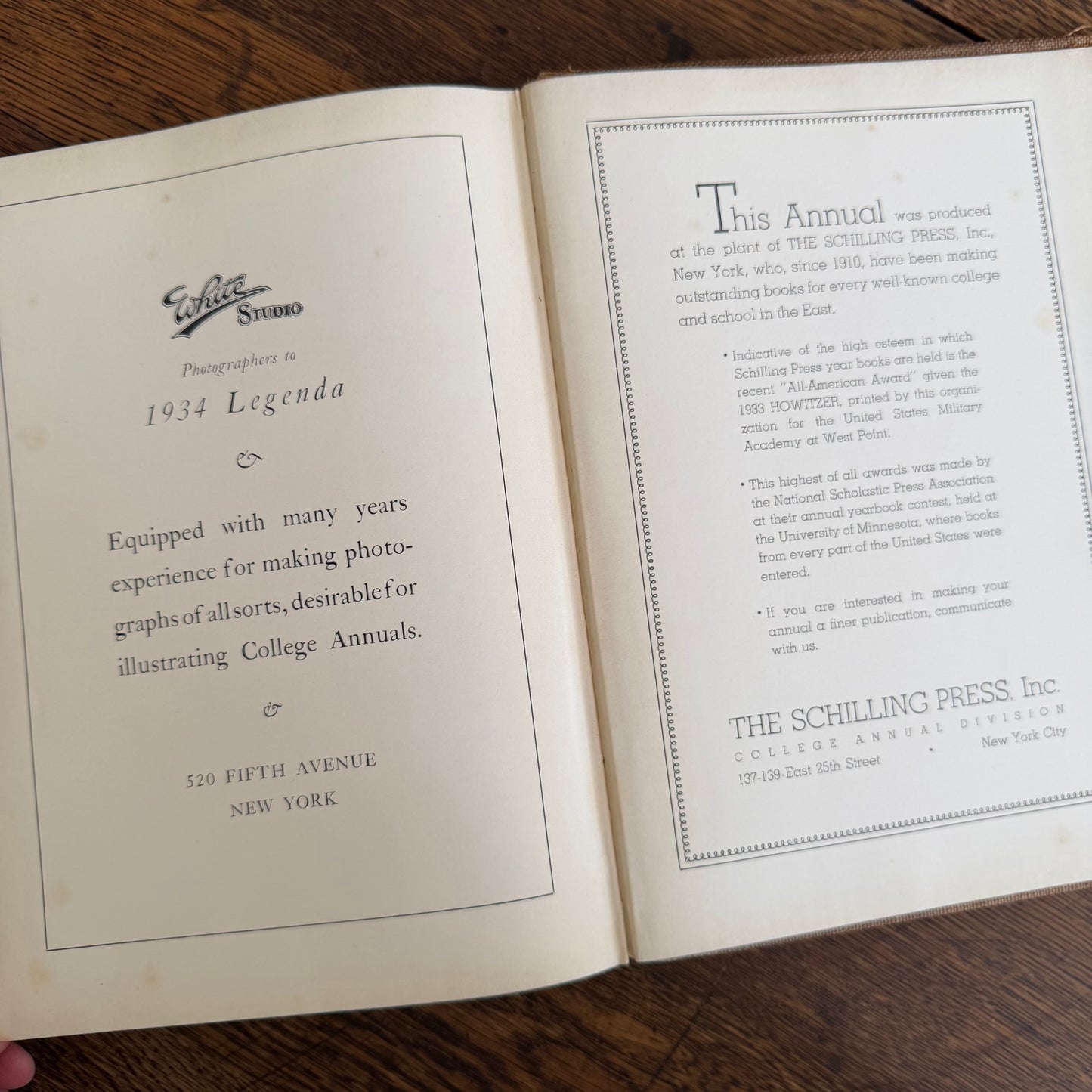 Wellesley Legenda 1934 Yearbook with Brass Bookmark, Wellesley College Massachusetts, The Northfield Hotel Reading Room Copy