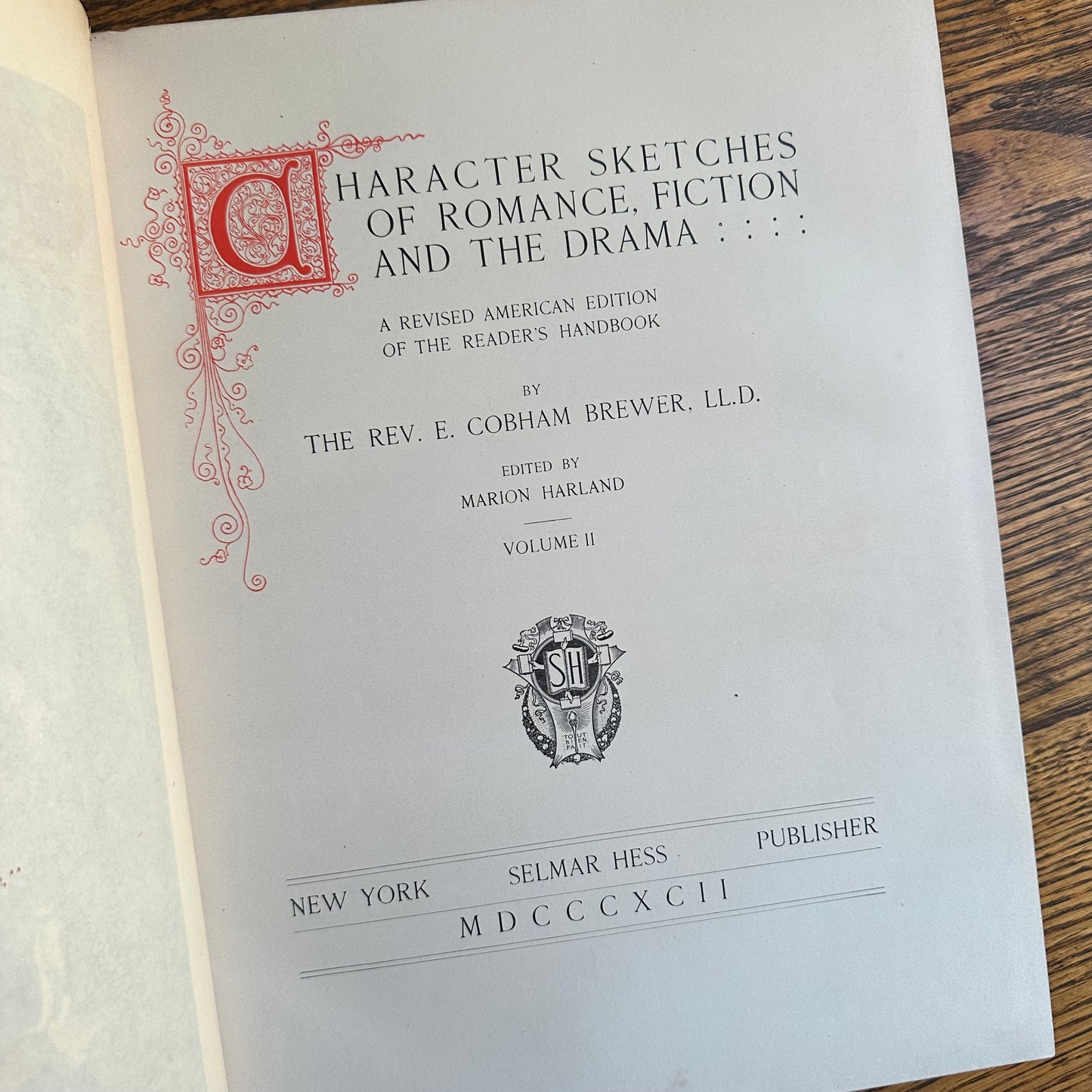 Character Sketches of Romance, Fiction and the Drama – 4-Volume Set – 1892 -1896 – Selmar Hess – Rev. E. Cobham Brewer