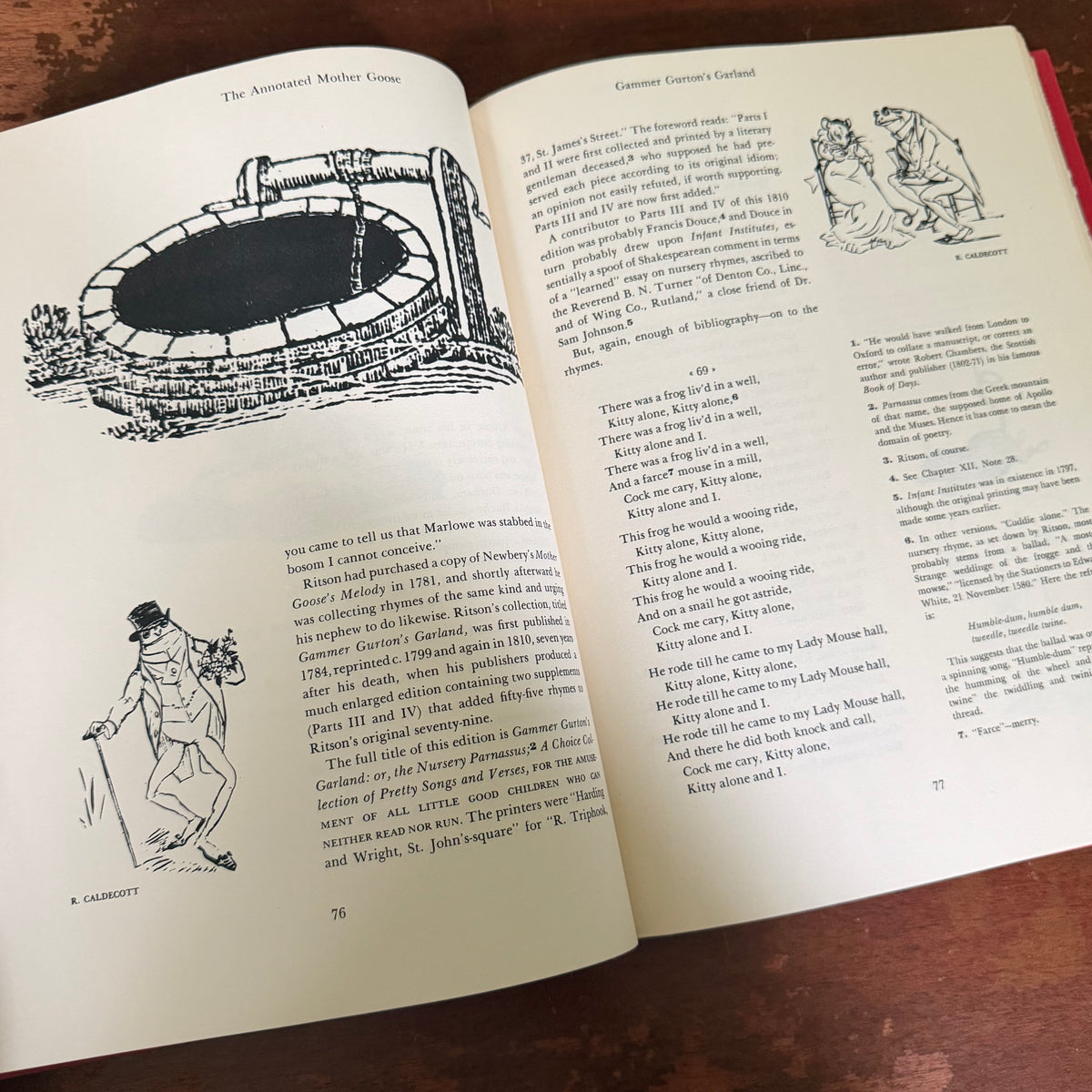 The Annotated Mother Goose  - 1962 Vintage Illustrated Nursery Rhymes  - Illustrated by Caldecott, Crane, Rackham, Greenaway, and Maxfield Parrish