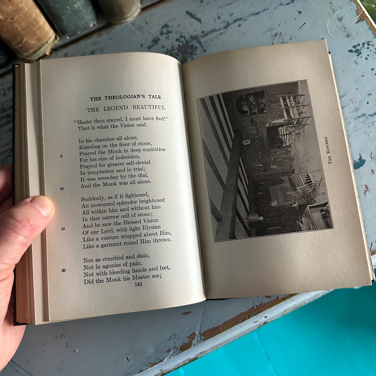 Set of 4 Antique Poetry Books in Blue