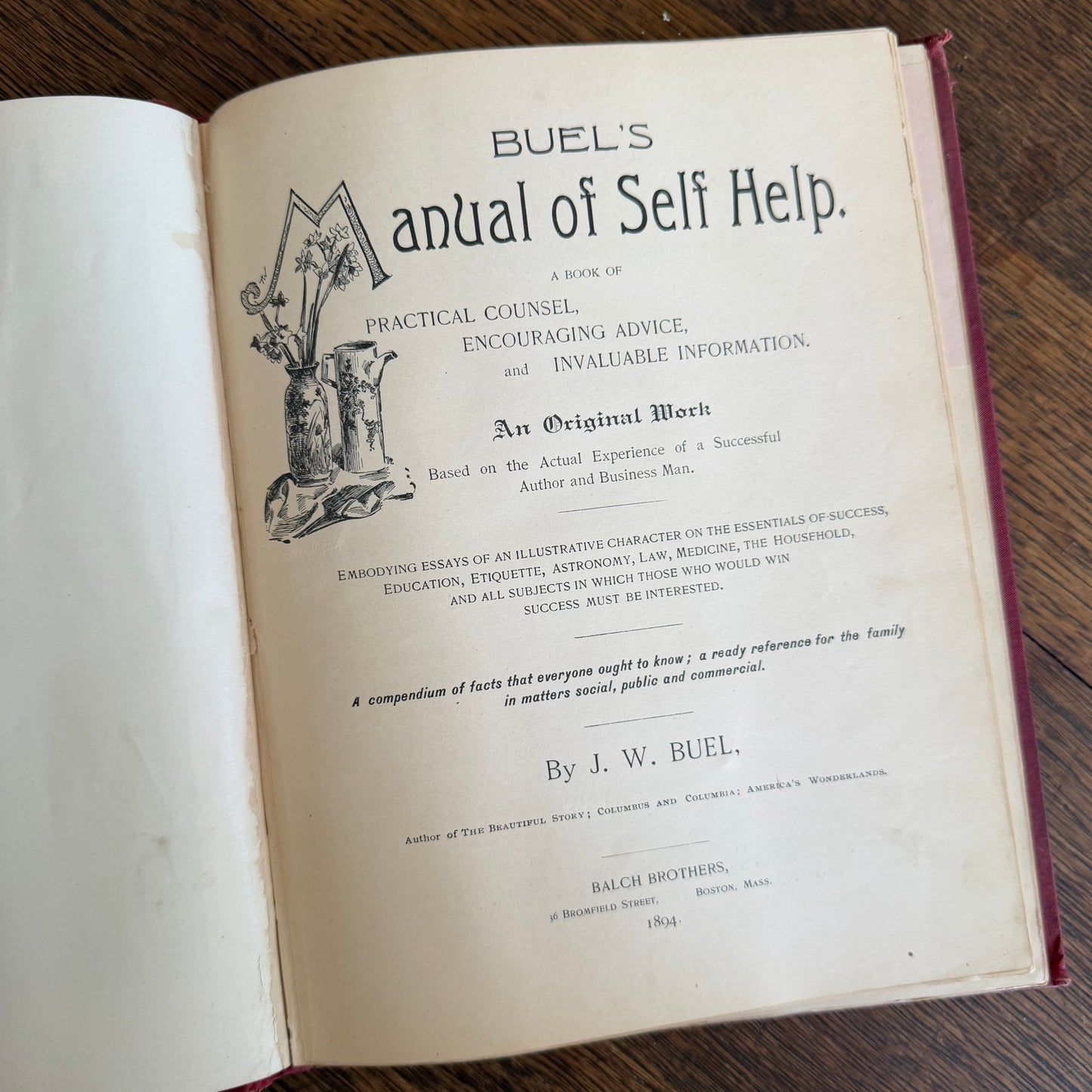 5 Antique Victorian Era Self Help Books in Red - 1880-1912