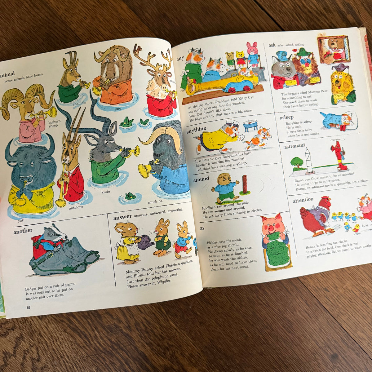 Richard Scarry Books Set of 2, Going Places & Fun with Words, 1971 Look & Learn Library, Golden Press