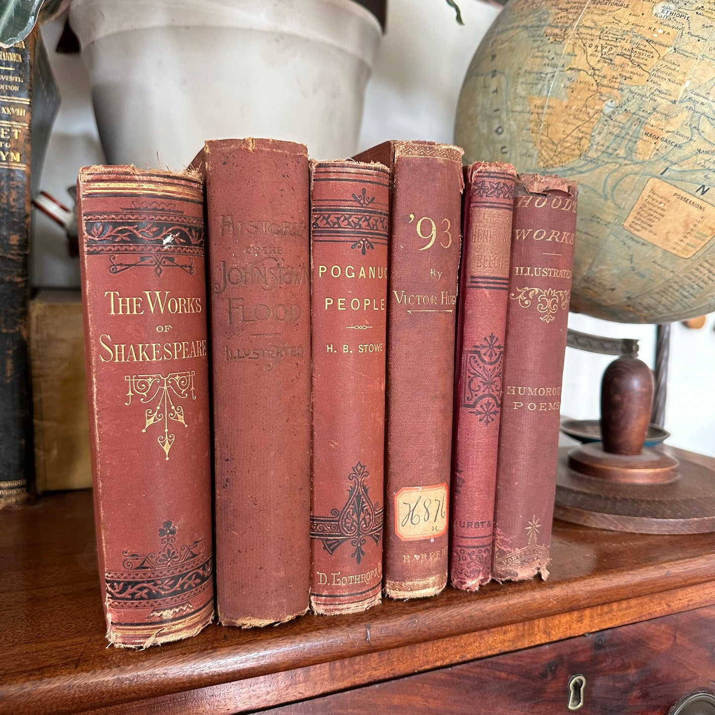 Set of 6 19th Century Books in Brown