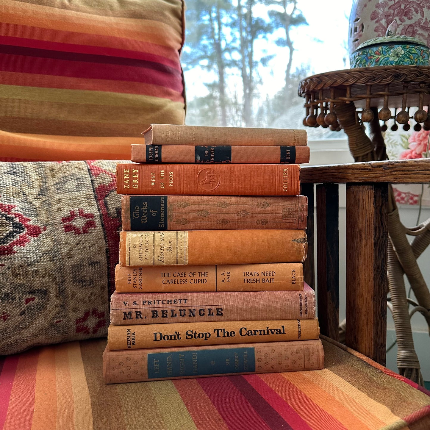 Stack of 9 Vintage Books in Orange!