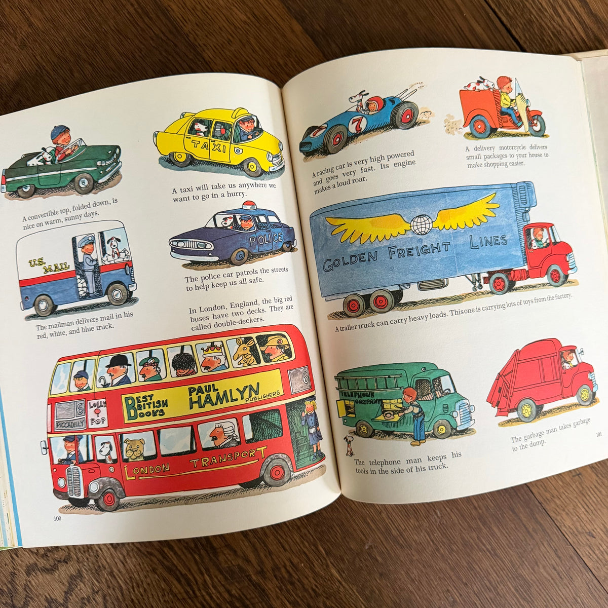 Richard Scarry Books Set of 2, Going Places & Fun with Words, 1971 Look & Learn Library, Golden Press
