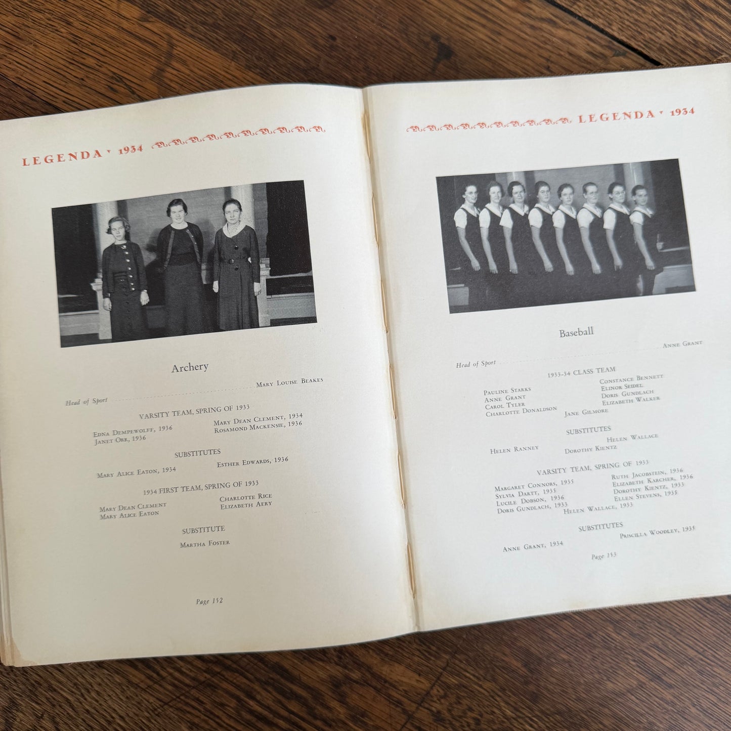 Wellesley Legenda 1934 Yearbook with Brass Bookmark, Wellesley College Massachusetts, The Northfield Hotel Reading Room Copy