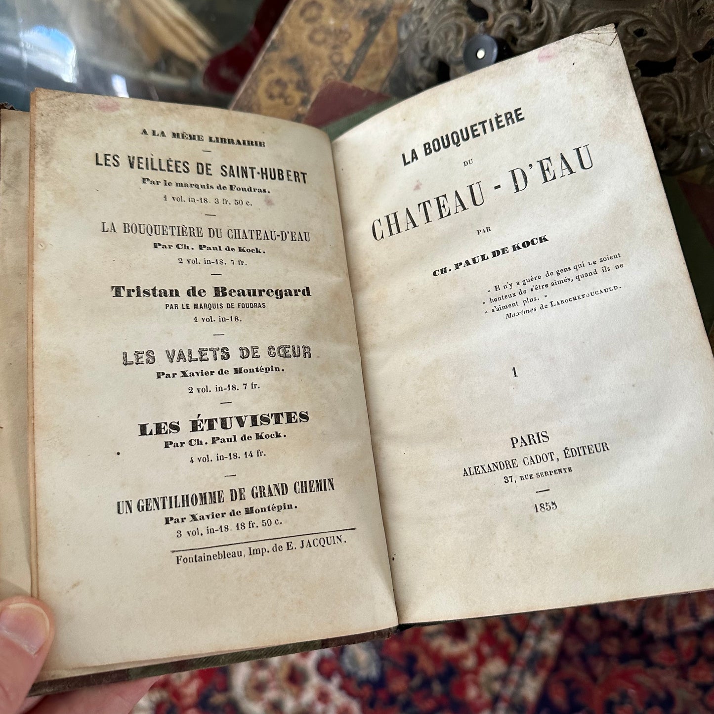 4 19th Century Leather-Bound Books in French by Paul De Rock