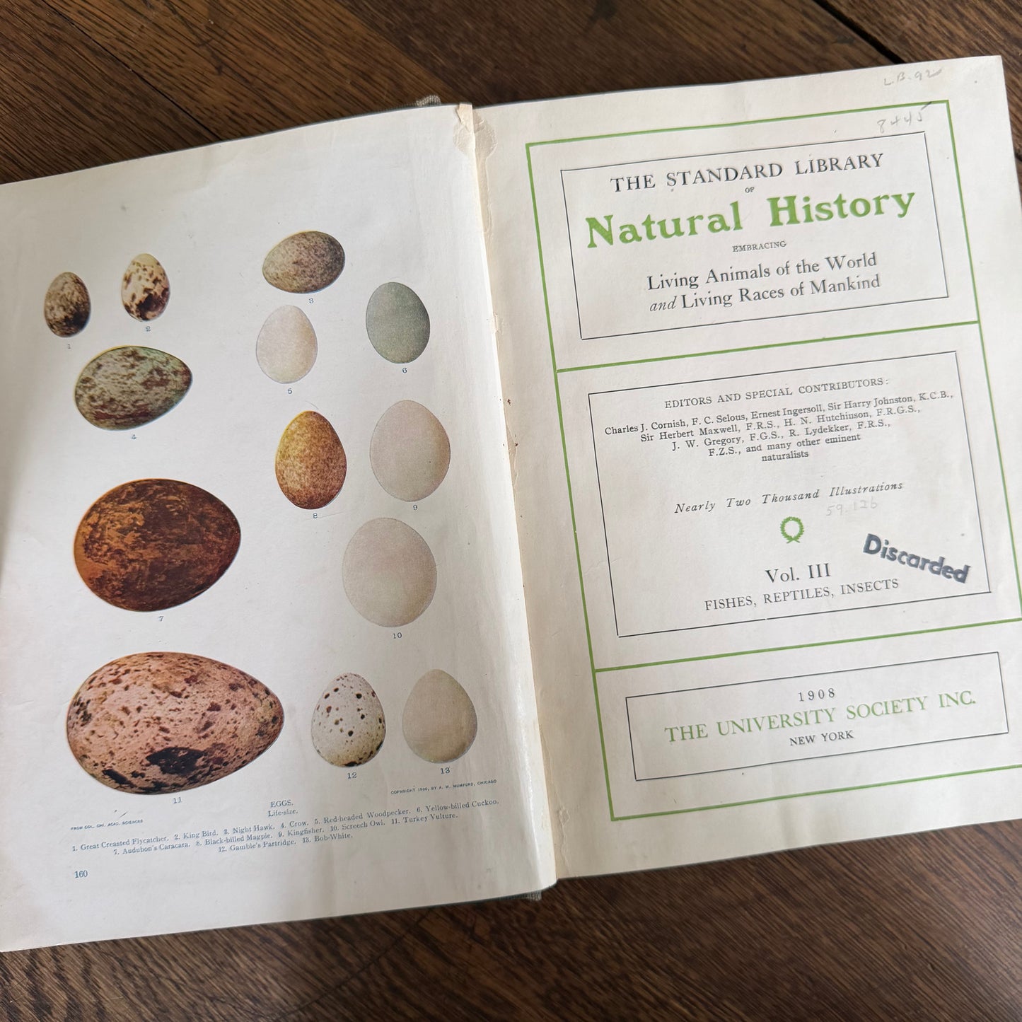 1908 Standard Library of Natural History Set | Antique Zoology Ethnography Books | Living Animals of the World | University Society NY