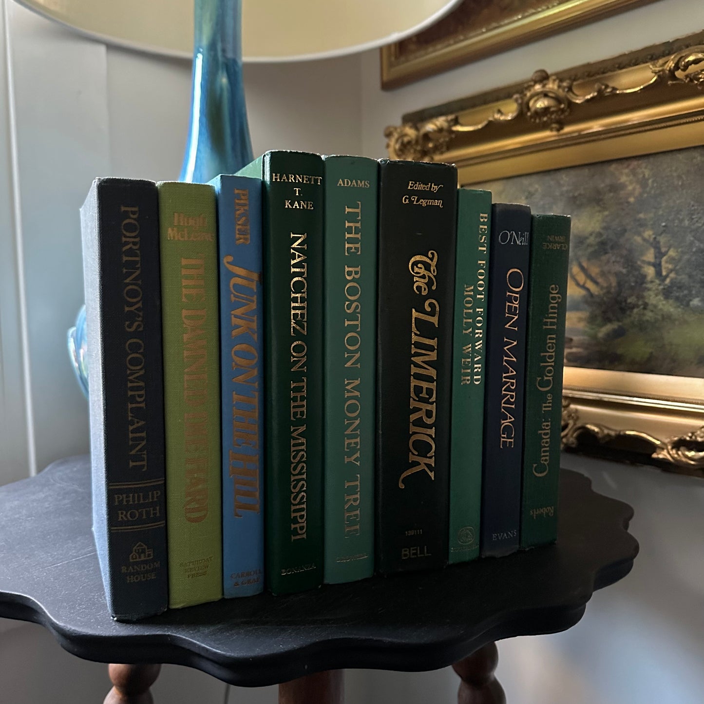 Stack of Vintage Books in Blues & Greens - 9 Titles