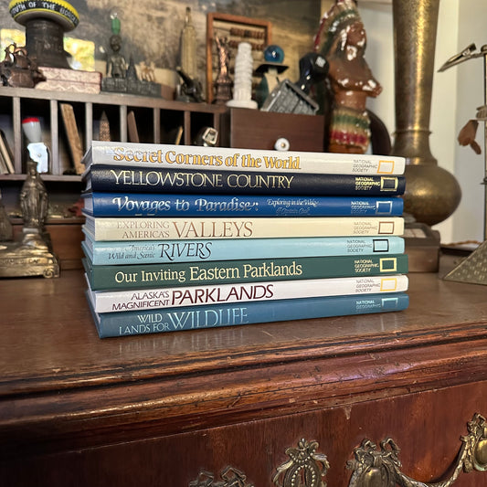 Colorful Stack of 8 Vintage NatGeo Books