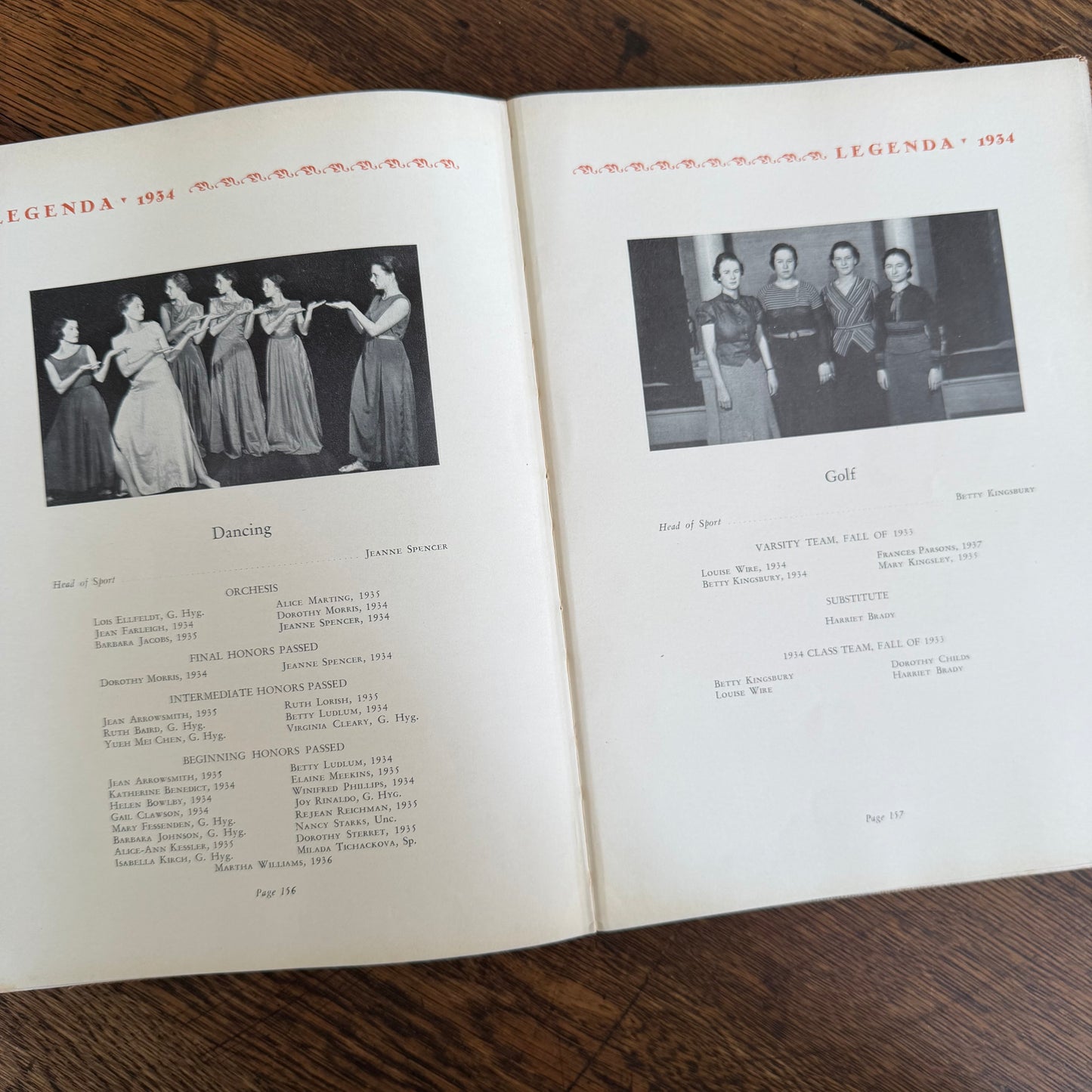 Wellesley Legenda 1934 Yearbook with Brass Bookmark, Wellesley College Massachusetts, The Northfield Hotel Reading Room Copy