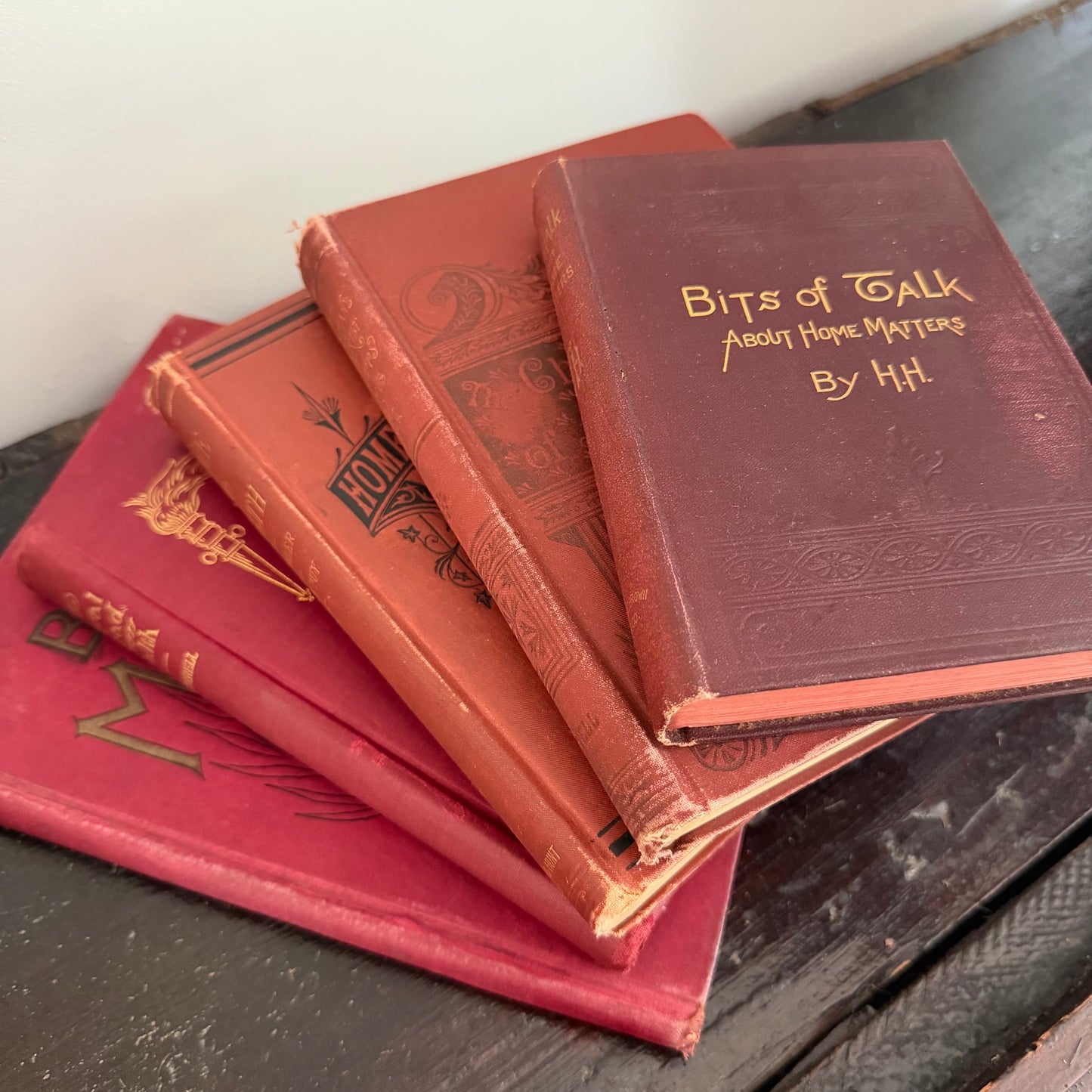 5 Antique Victorian Era Self Help Books in Red - 1880-1912