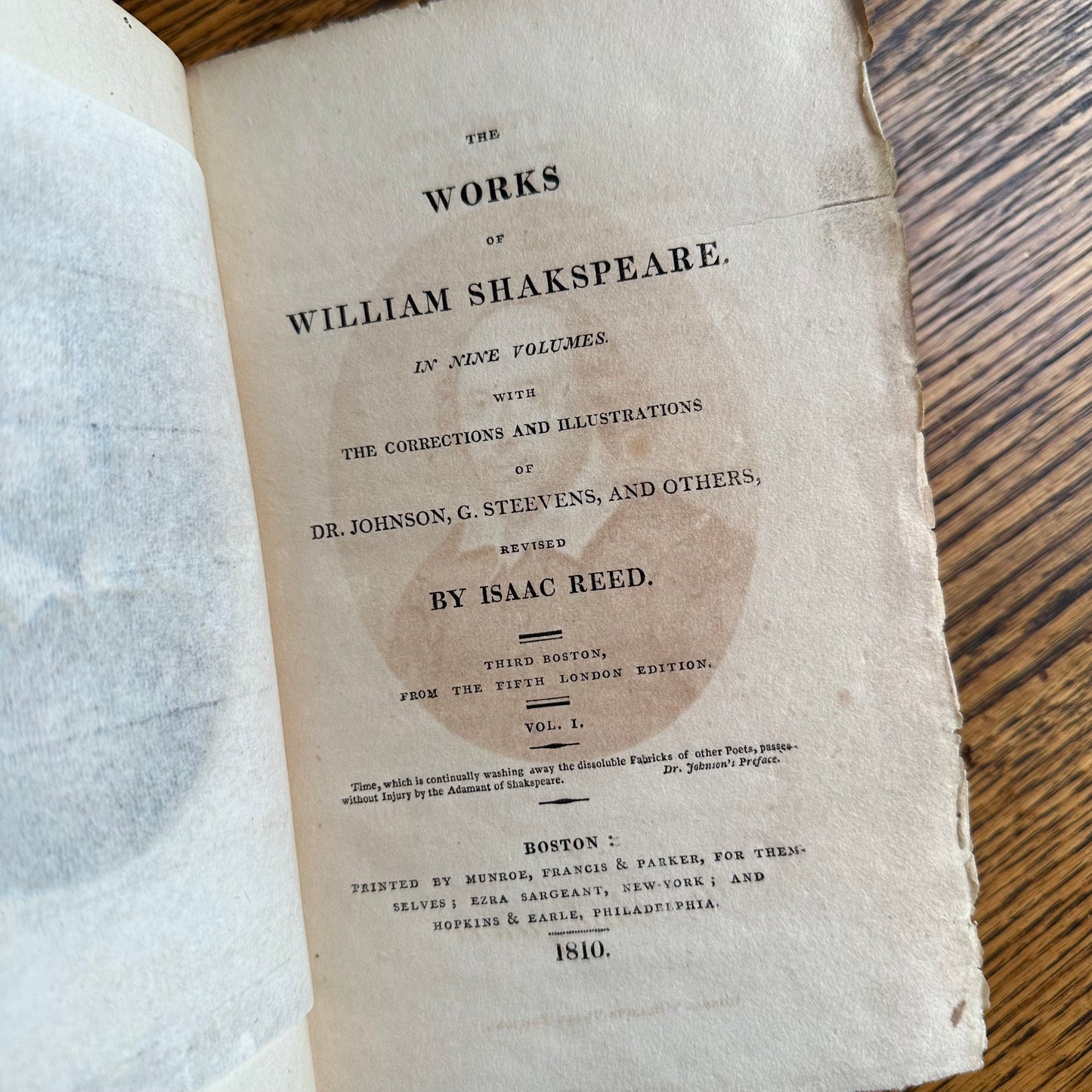 1810-1812 Complete Set of 9 Vols: The Plays of William Shakspeare