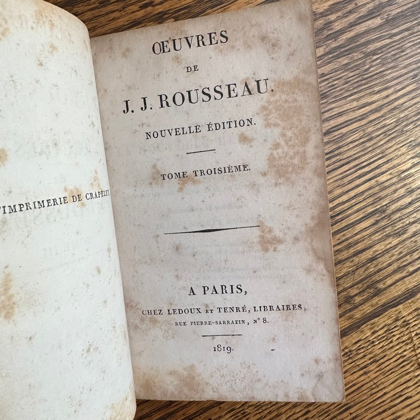 Œuvres de J.-J. Rousseau — Antique 1819 Paris Edition, Collected Works with Engravings - 16 of 20 Volumes