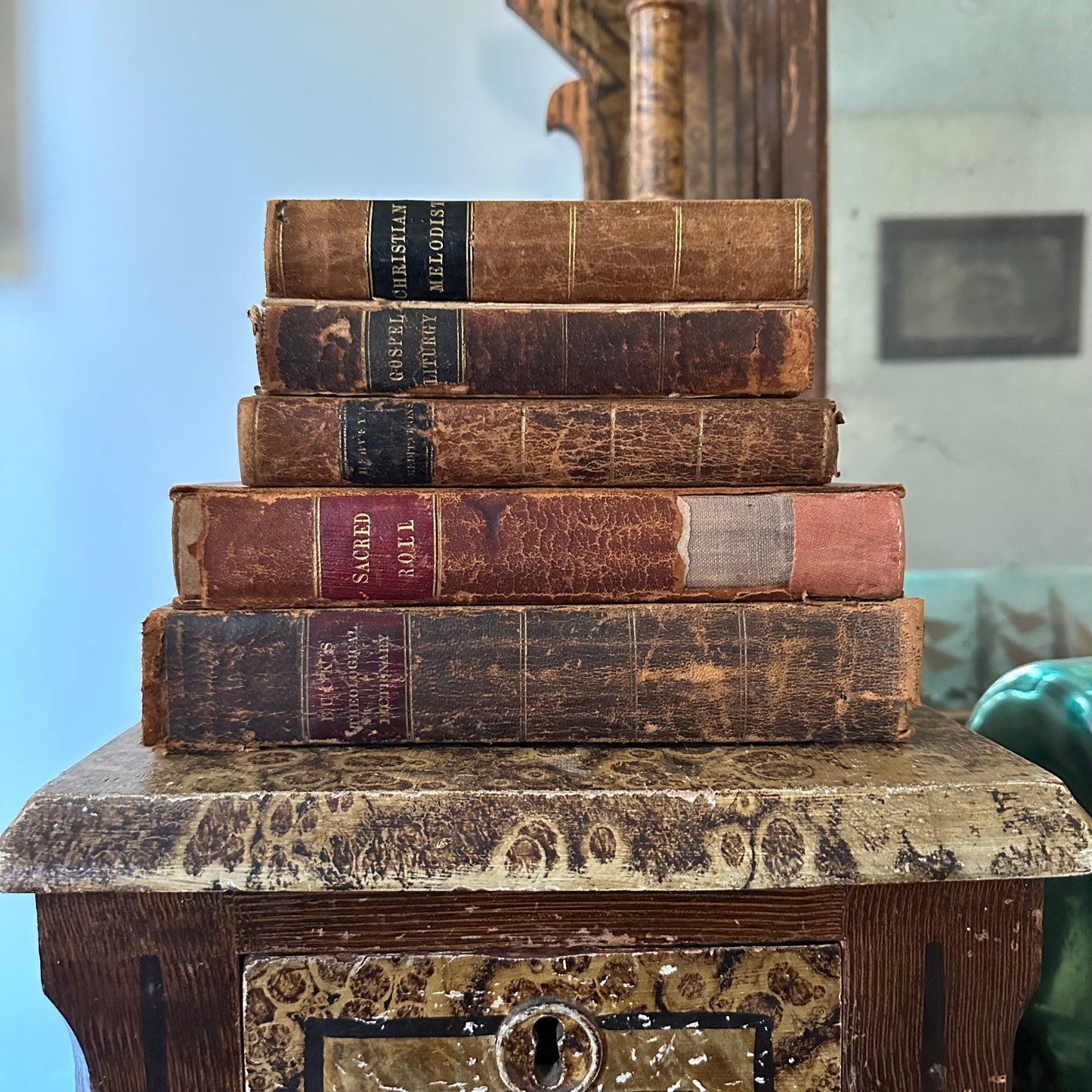 A Collection of 5 Leather-Bound 19th Century Books of Religion