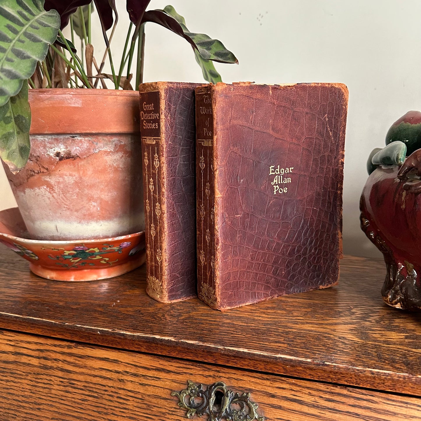 A Set of 2 Antique Leather-Bound Books of Mystery and Intrigue - 1927-28