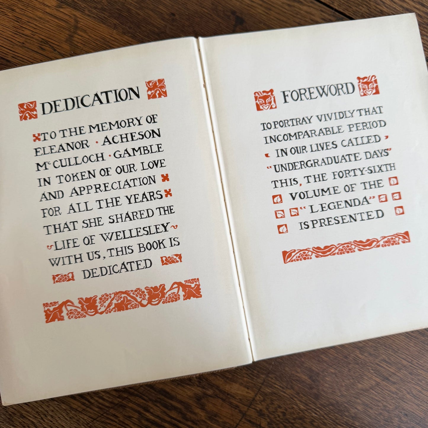 Wellesley Legenda 1934 Yearbook with Brass Bookmark, Wellesley College Massachusetts, The Northfield Hotel Reading Room Copy