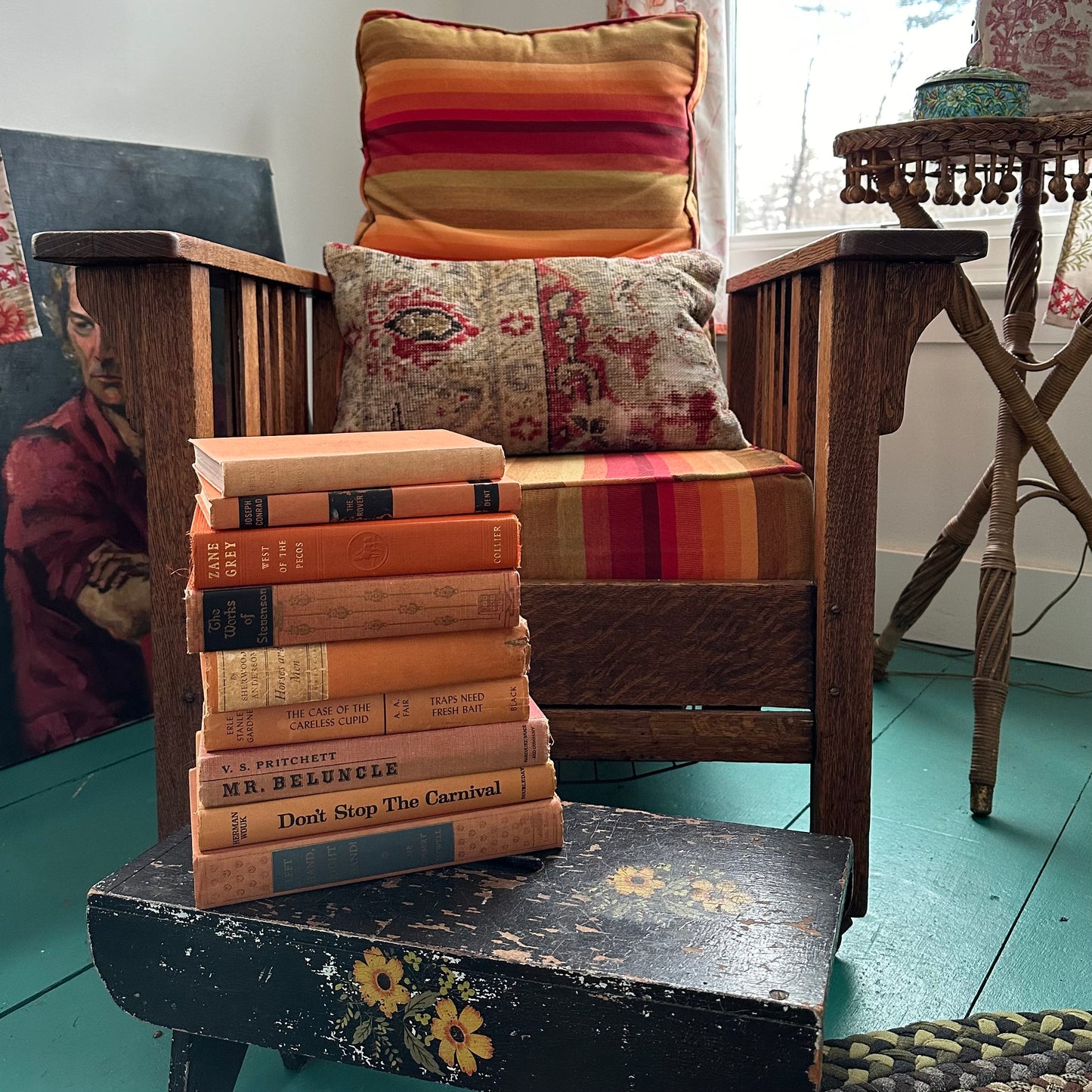 Stack of 9 Vintage Books in Orange!