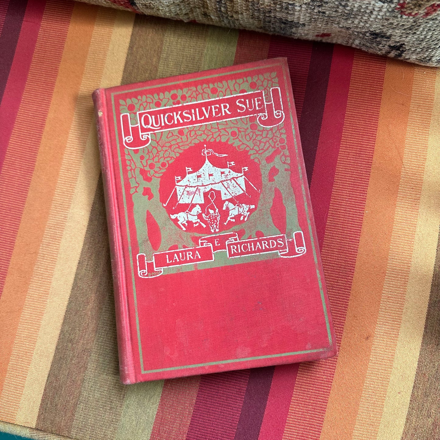 Stack of 9 Vintage and Antique Children’s Books with Covers in Shades of Red