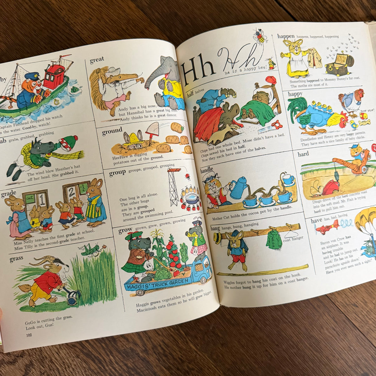 Richard Scarry Books Set of 2, Going Places & Fun with Words, 1971 Look & Learn Library, Golden Press