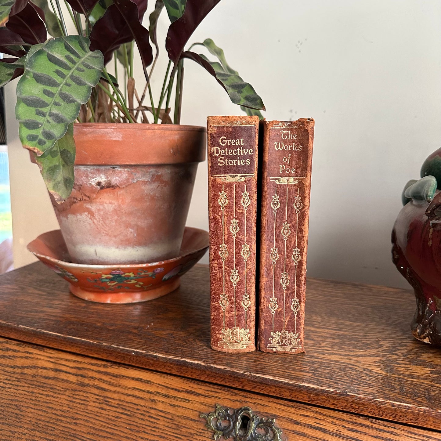 A Set of 2 Antique Leather-Bound Books of Mystery and Intrigue - 1927-28