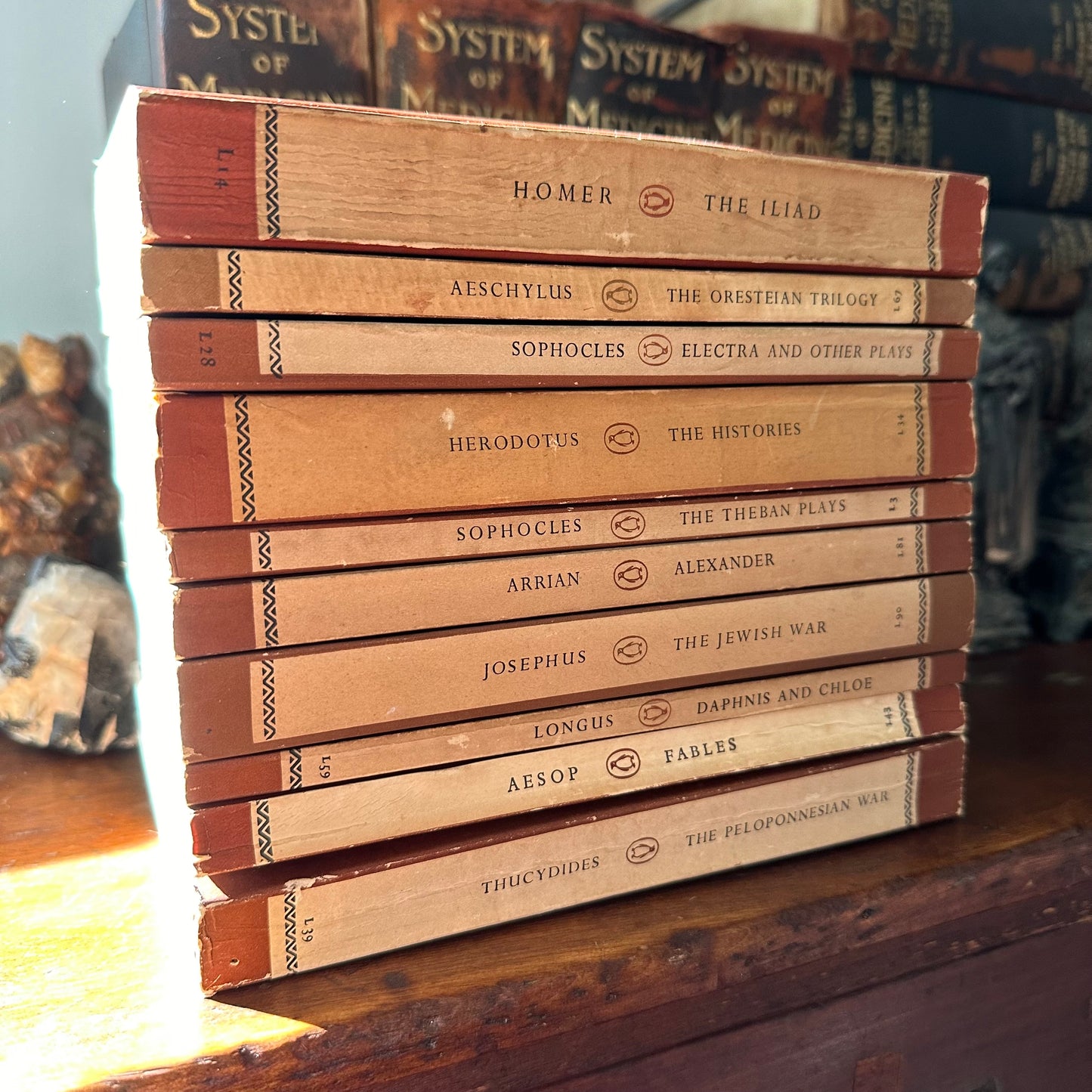 Stack of 10 Vintage Penguin Classics in Brown