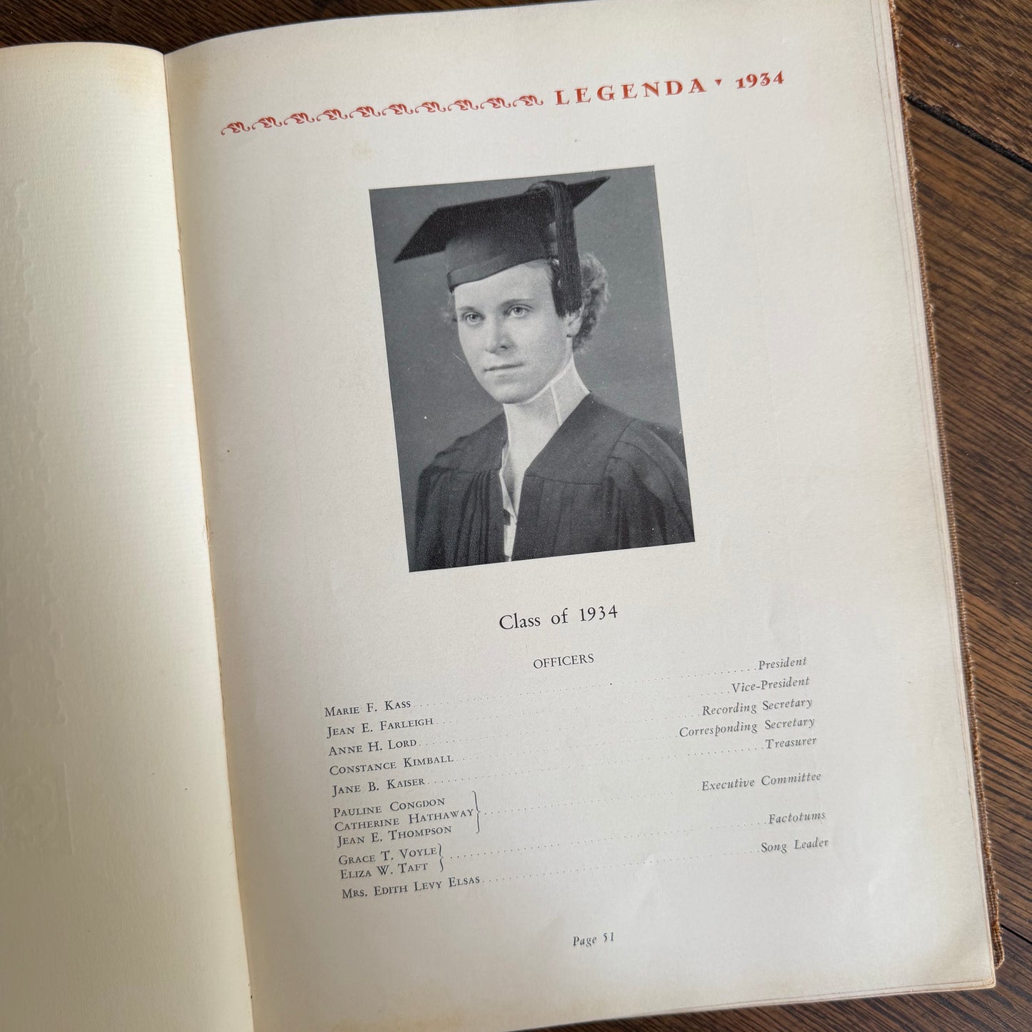 Wellesley Legenda 1934 Yearbook with Brass Bookmark, Wellesley College Massachusetts, The Northfield Hotel Reading Room Copy