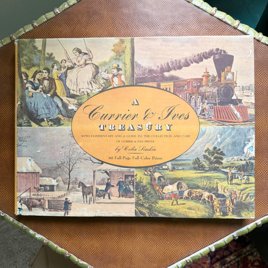 A Currier & Ives Treasury 1955 Colin Simkin | 80 Full Color Prints Americana Art Book Oversized 12x16 Vintage Coffee Table Book Independence Day Decor