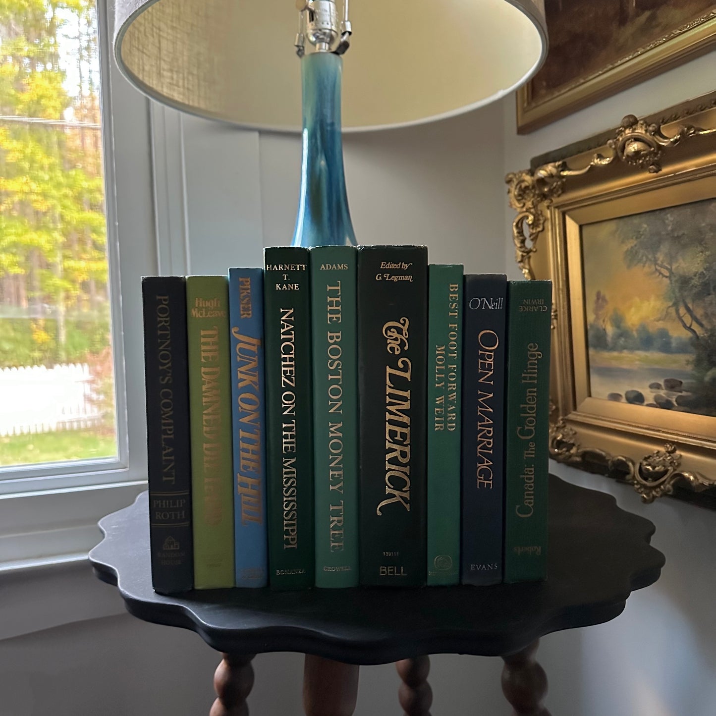 Stack of Vintage Books in Blues & Greens - 9 Titles