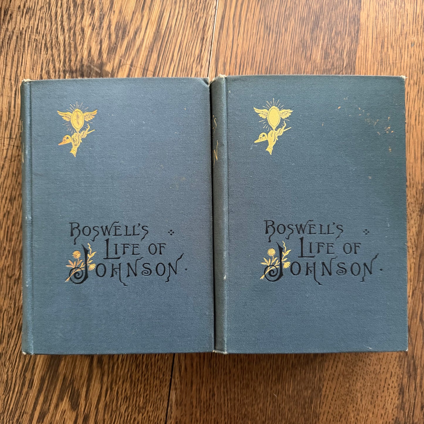 Antique Green Book Collection Set of 7 | Victorian Decorative Books | Boswell Johnson | Browning | Holmes | Euclid | 1881–1904