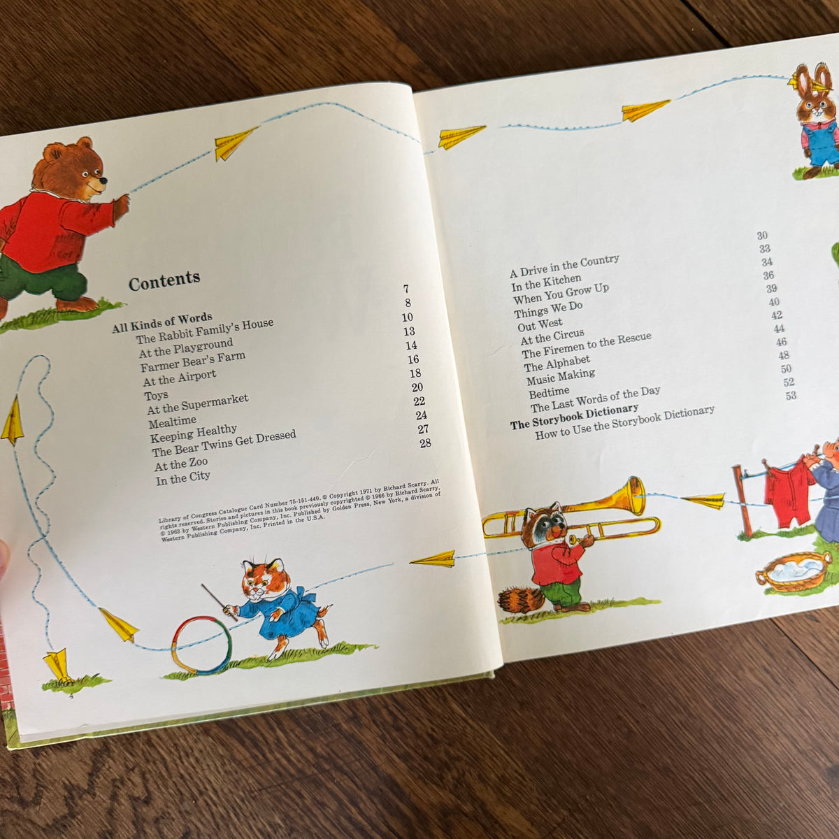 Richard Scarry Books Set of 2, Going Places & Fun with Words, 1971 Look & Learn Library, Golden Press