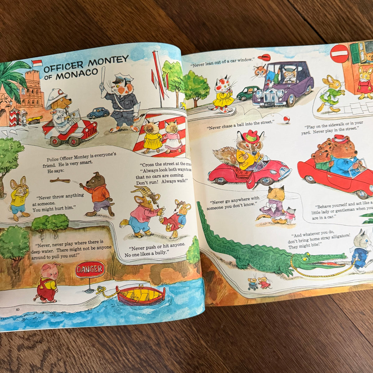 Richard Scarry Books Set of 2, Going Places & Fun with Words, 1971 Look & Learn Library, Golden Press