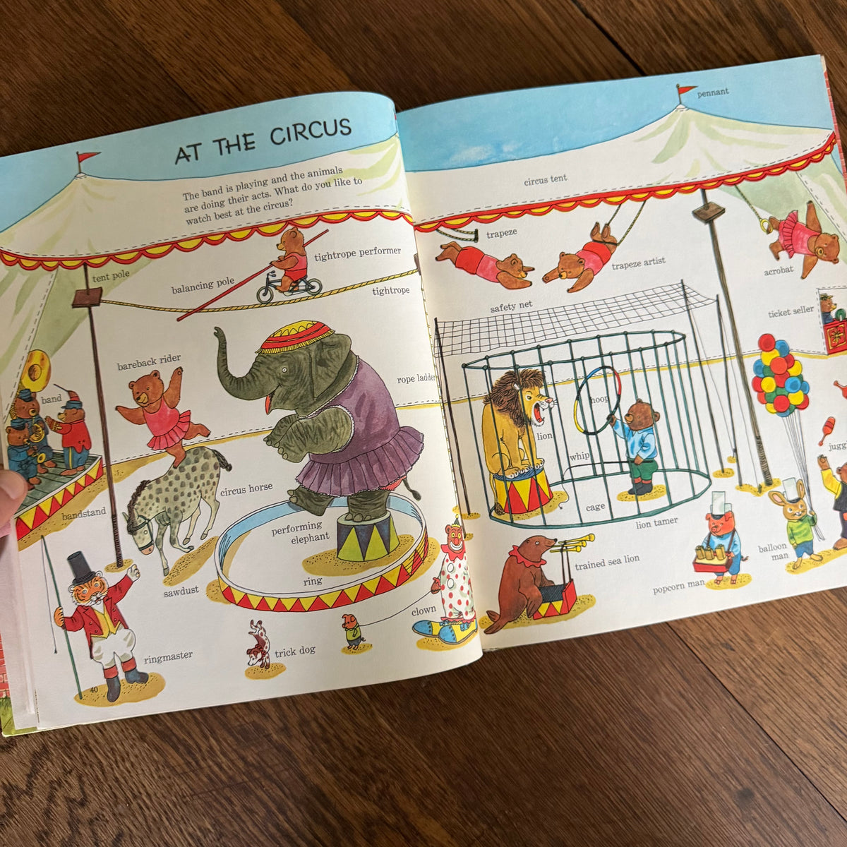 Richard Scarry Books Set of 2, Going Places & Fun with Words, 1971 Look & Learn Library, Golden Press