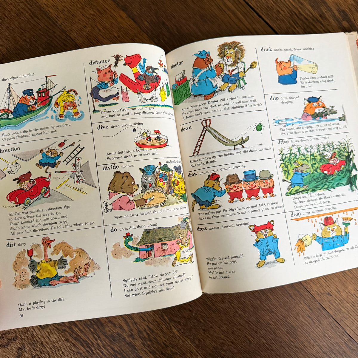 Richard Scarry Books Set of 2, Going Places & Fun with Words, 1971 Look & Learn Library, Golden Press