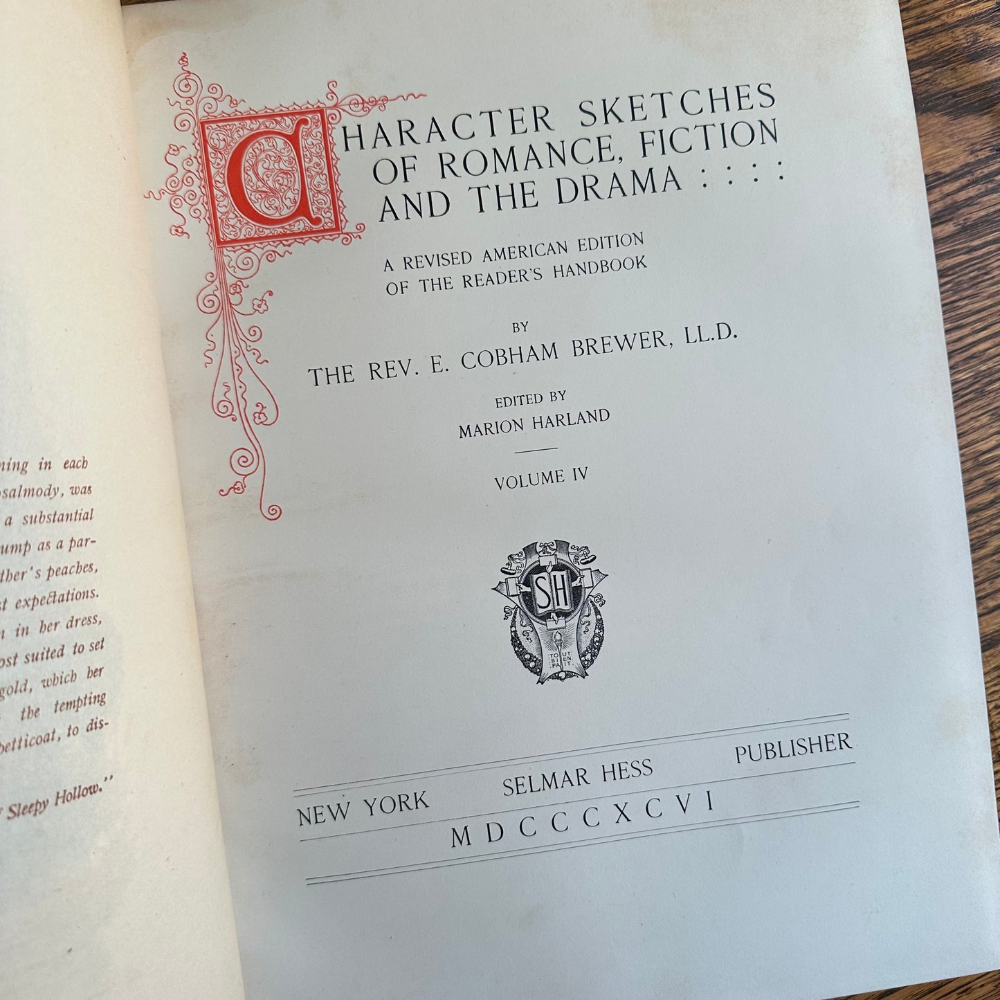 Character Sketches of Romance, Fiction and the Drama – 4-Volume Set – 1892 -1896 – Selmar Hess – Rev. E. Cobham Brewer