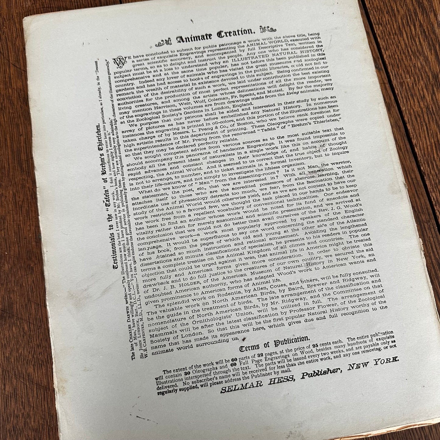 Complete 60-Part Set — Animate Creation: A Popular Edition of Our Living World, 1885-1898