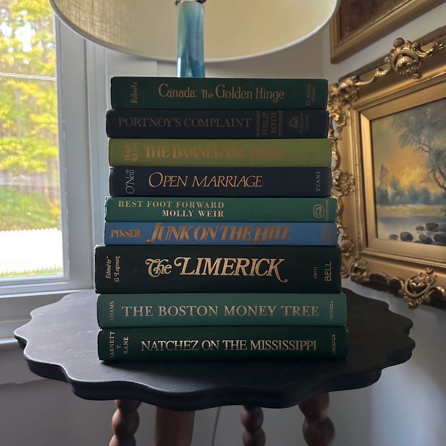 Stack of Vintage Books in Blues & Greens - 9 Titles