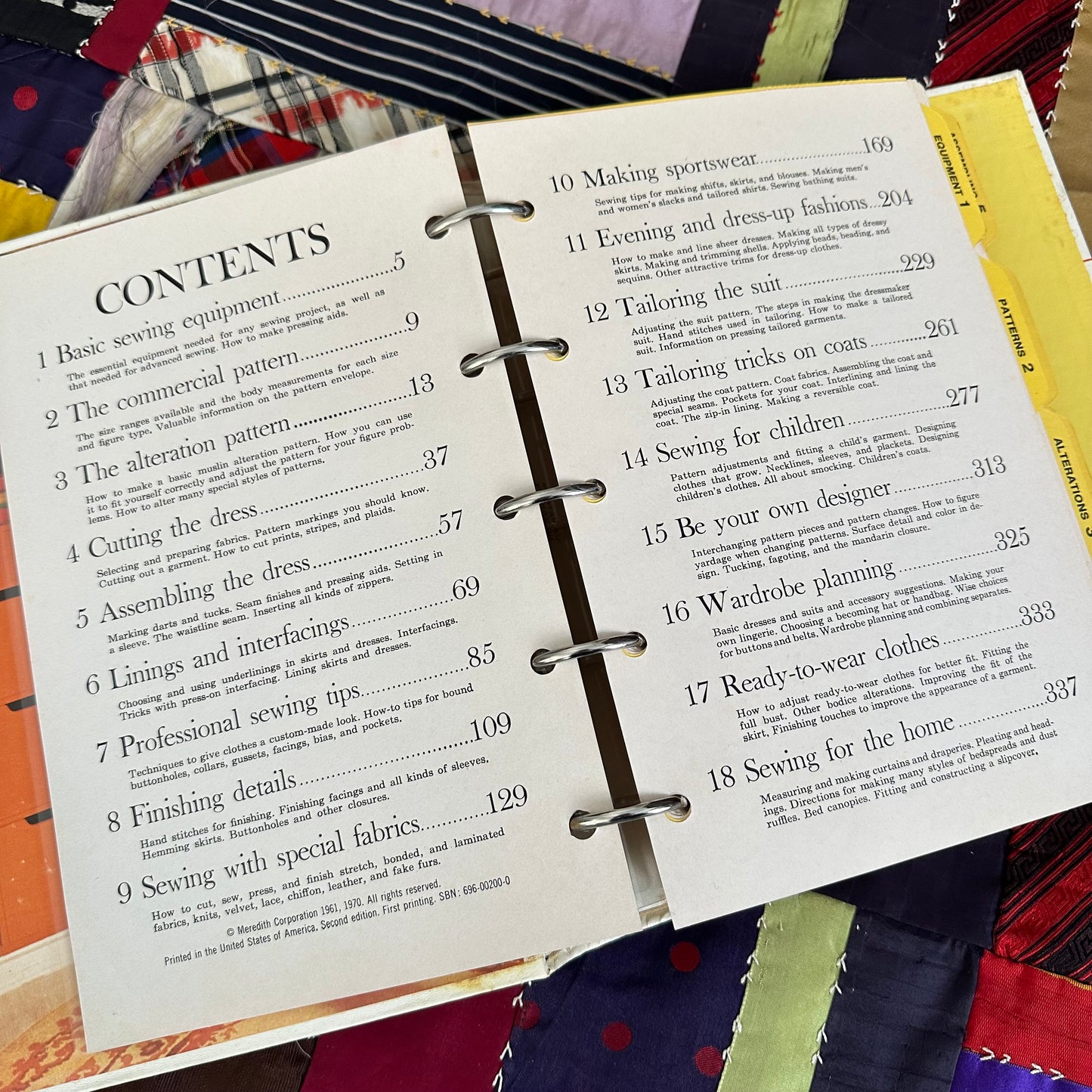The 1970 Better Homes and Gardens Sewing Book Binder