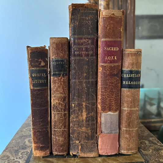 A Collection of 5 Leather-Bound 19th Century Books of Religion