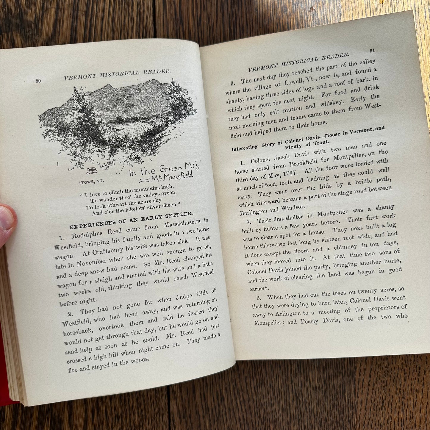 1895 Vermont Historical Reader for Primary Schools by Edward Conant — Illustrated VT Geography & Civil Government Antique Schoolbook